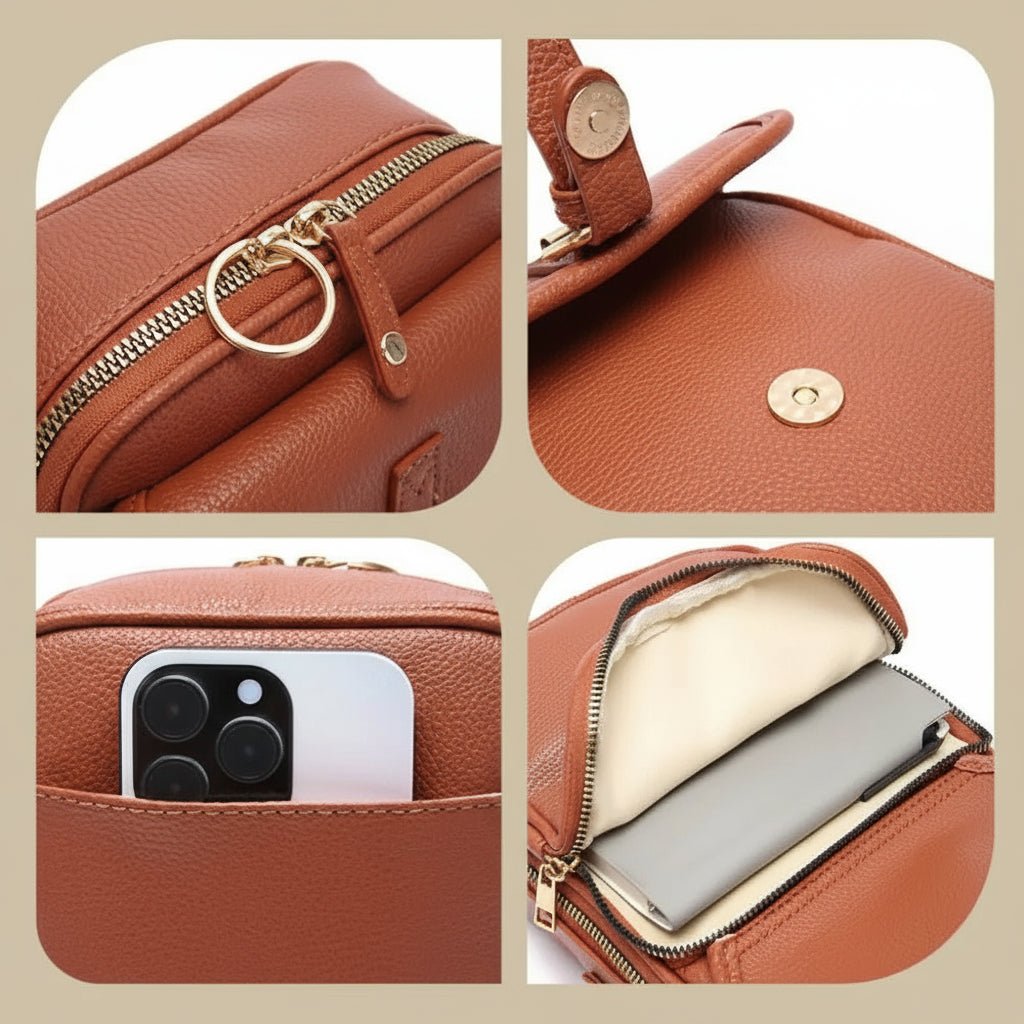 Vierkante crossbody tas met rits en verstelbare schouderband