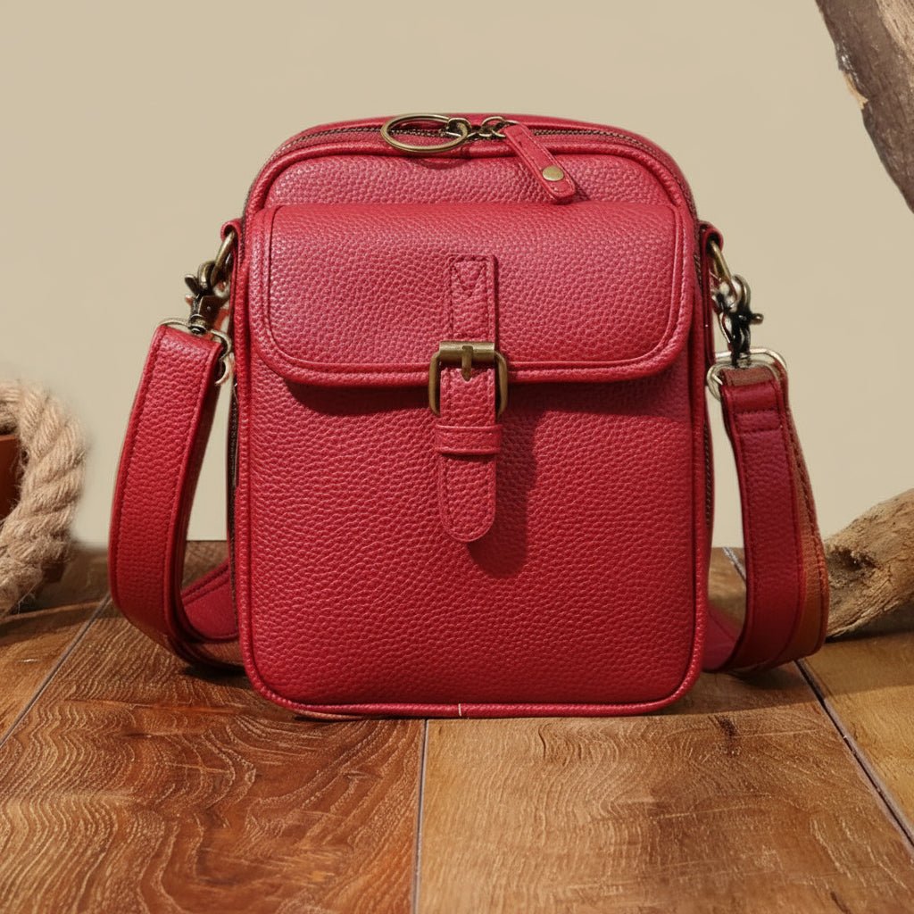 Vierkante crossbody tas met rits en verstelbare schouderband