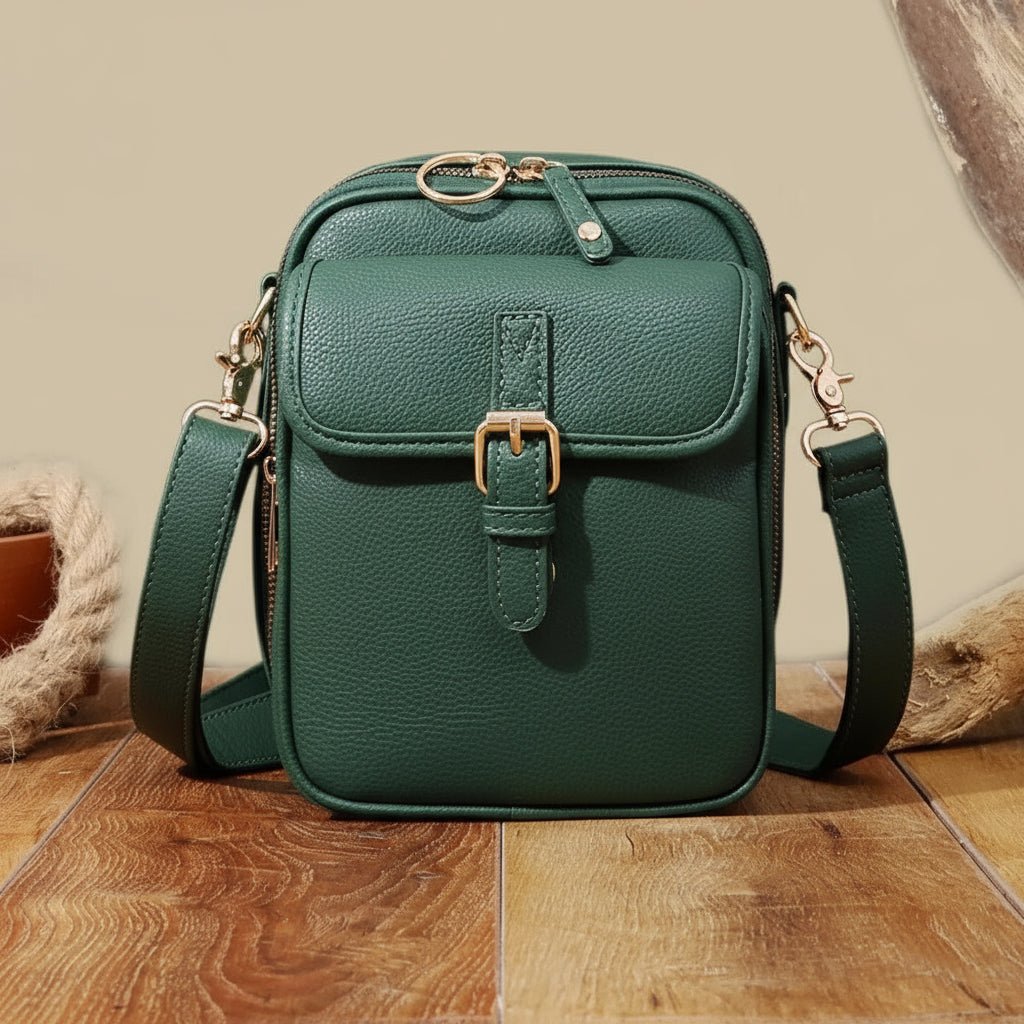 Vierkante crossbody tas met rits en verstelbare schouderband