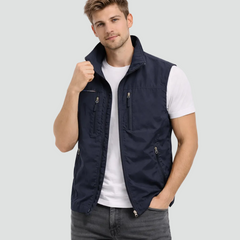 Bodywarmer voor heren met opstaande kraag en ritszakken