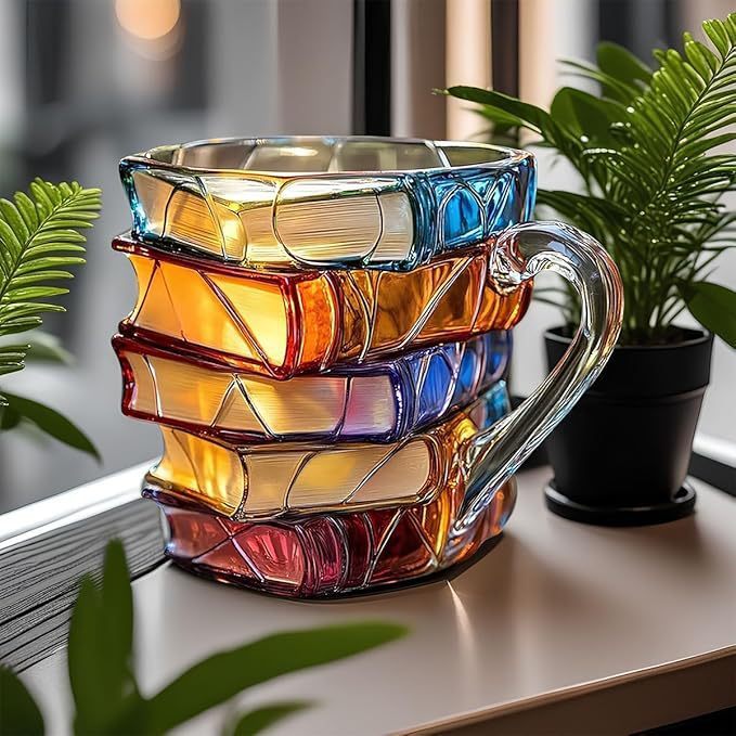 3D beschilderde mok met boekruggen
