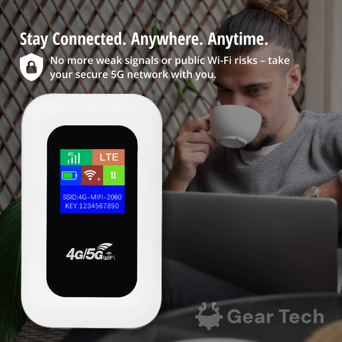 Compacte mobiele wifi router met LED-display