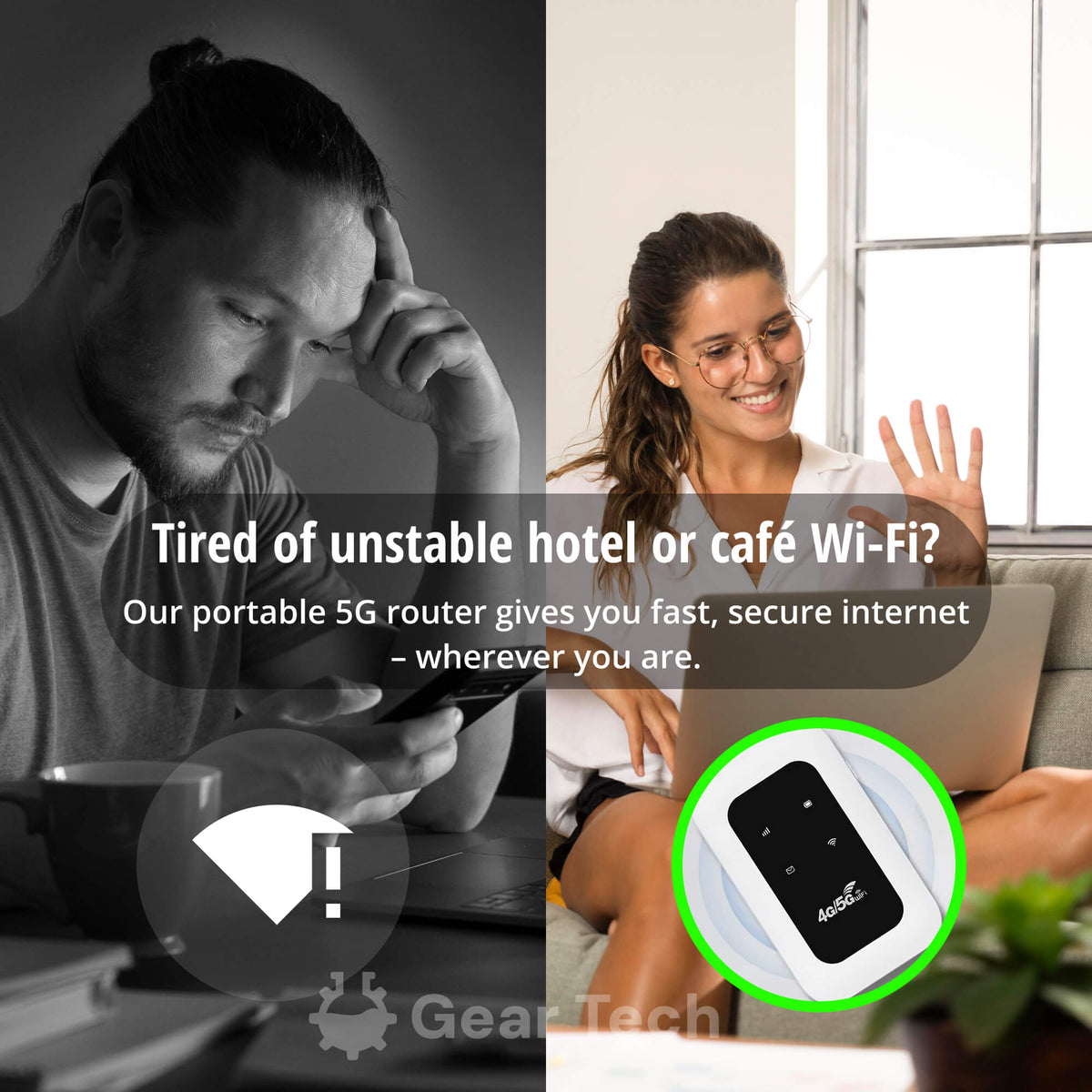Compacte mobiele wifi router met LED-display
