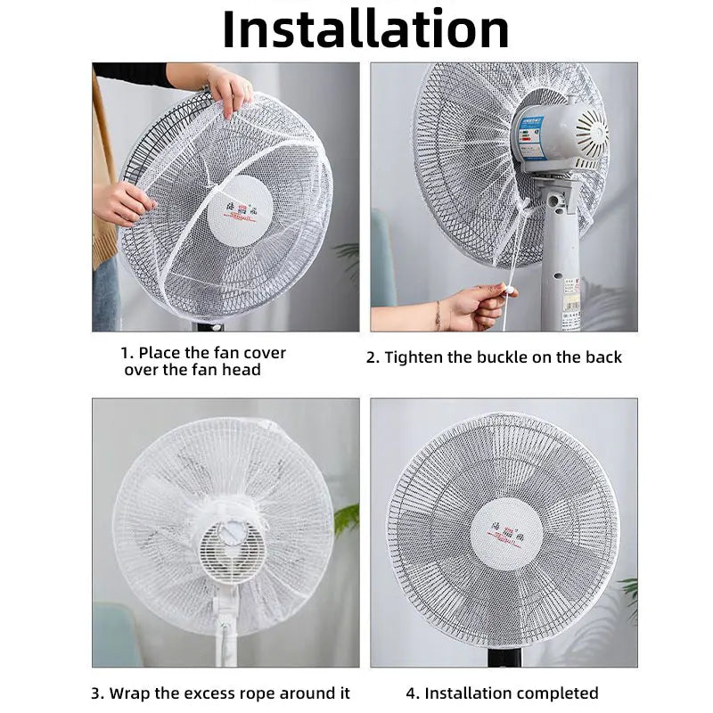 Stofhoes over een staande ventilator
