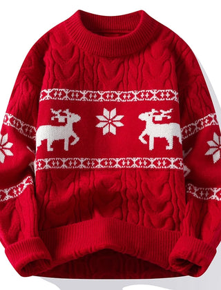 2024 Wintertrui Nieuwe Luxe Kasjmiertrui voor Heren Dikke Warme Heren Truien met Hertenprint Koreaanse Harajuku Kersttrui