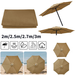 Vervangend parasoldoek op een parasol in de tuin