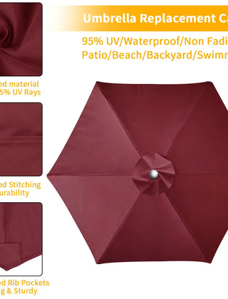 Vervangend parasoldoek op een parasol in de tuin