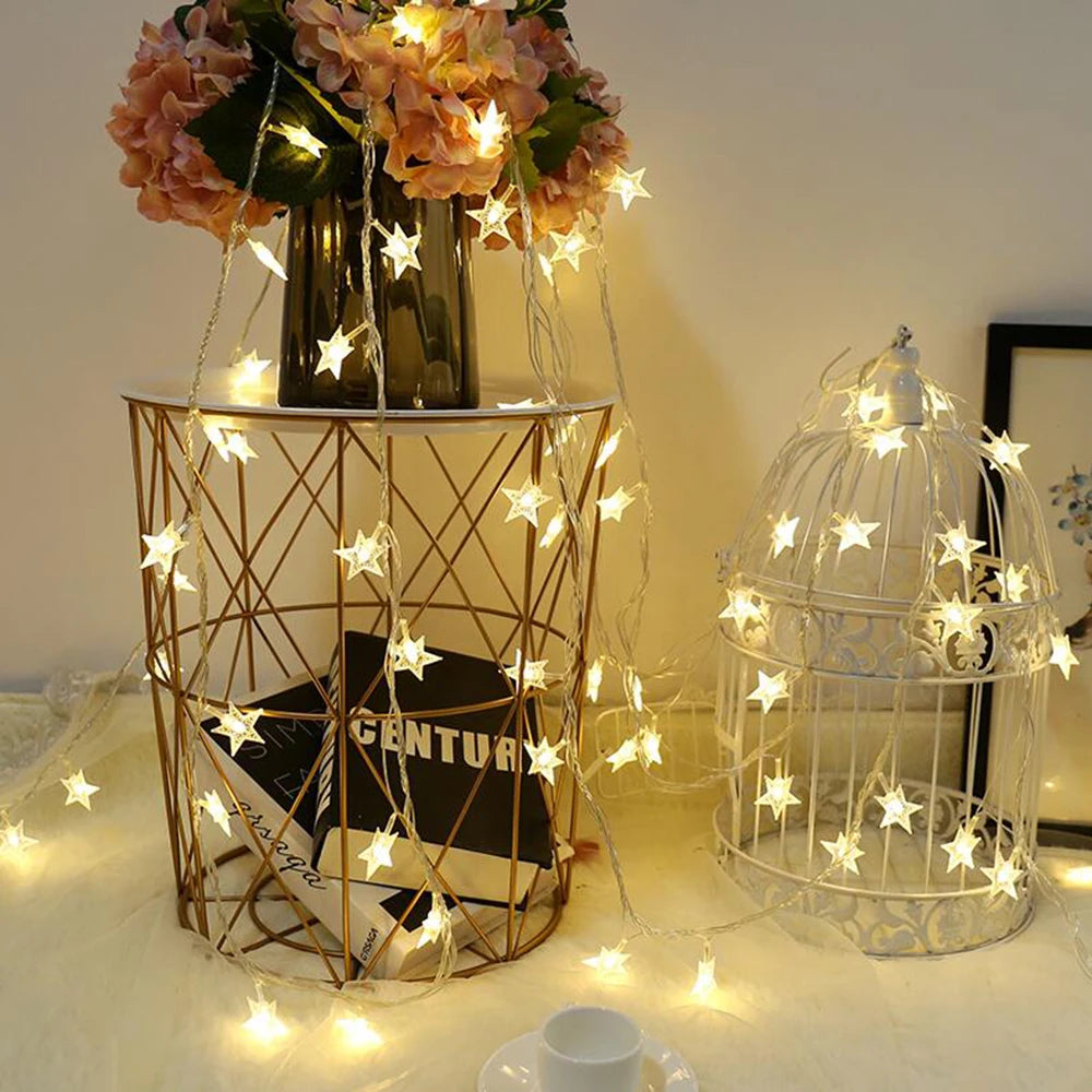 LED Star Fairy Lights Outdoor Chain Lights Garland Bulb Lichtslingers Party Home Wedding Terrace Garden Kerstdecoratie