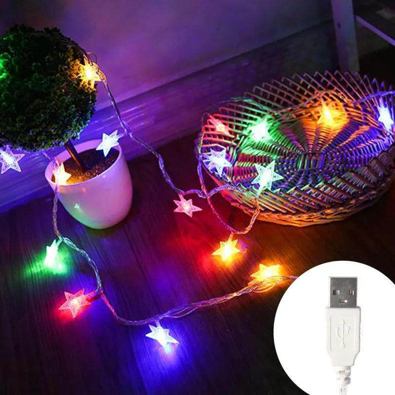 LED Star Fairy Lights Outdoor Chain Lights Garland Bulb Lichtslingers Party Home Wedding Terrace Garden Kerstdecoratie