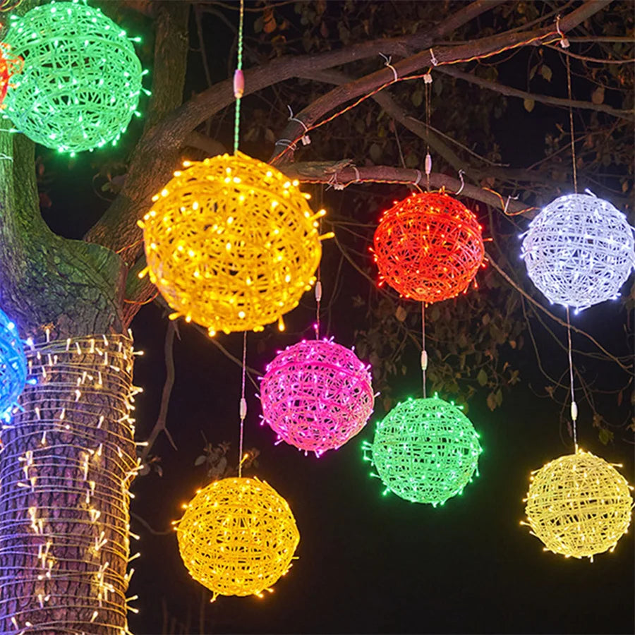 1 Stuk 20/30CM Kerst Globe Fairy Light 24V / 220V Hangende Boom Globe Ball Lichtsnoer Waterdichte Tuin LED Bol Licht