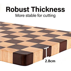 Rechthoekige houten snijplank van rubberhout met end-grain patroon