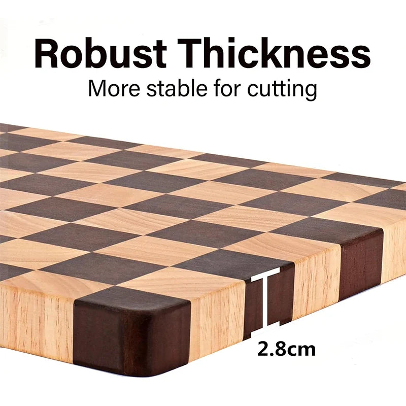 Rechthoekige houten snijplank van rubberhout met end-grain patroon