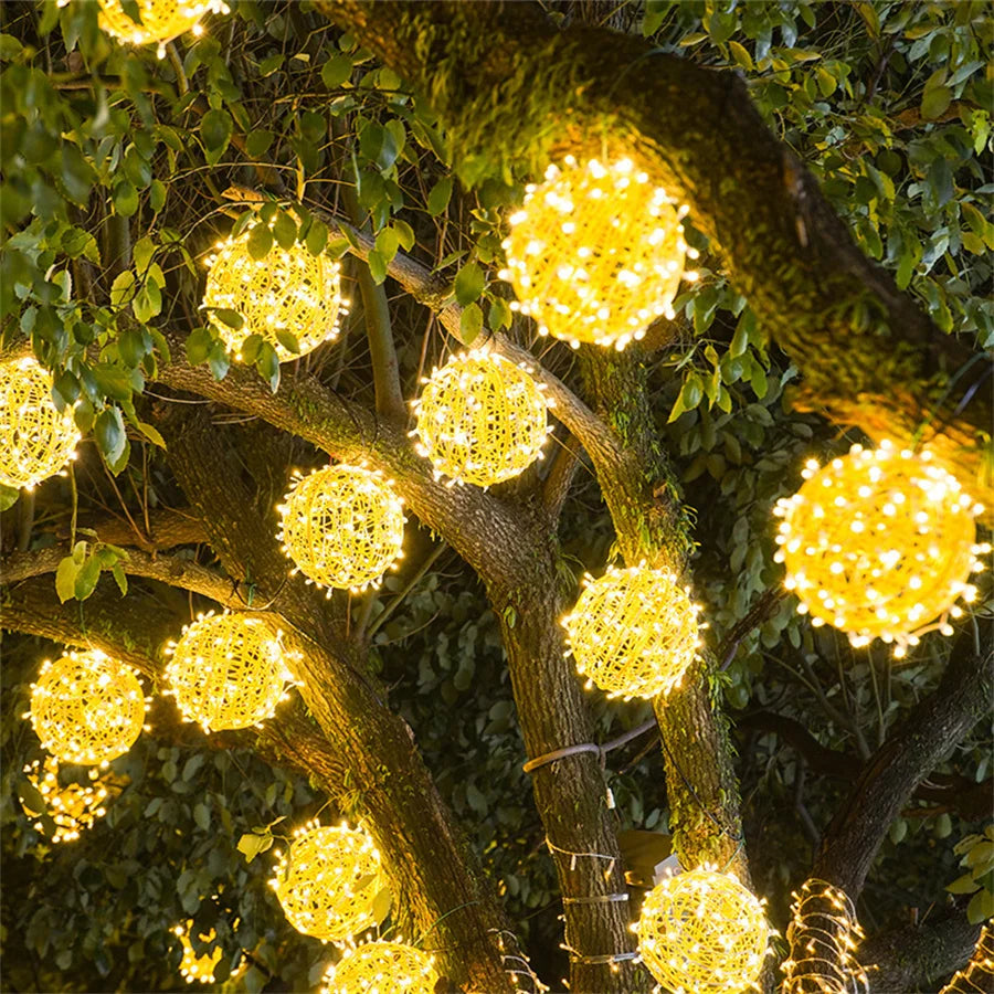 1 Stuk 20/30CM Kerst Globe Fairy Light 24V / 220V Hangende Boom Globe Ball Lichtsnoer Waterdichte Tuin LED Bol Licht
