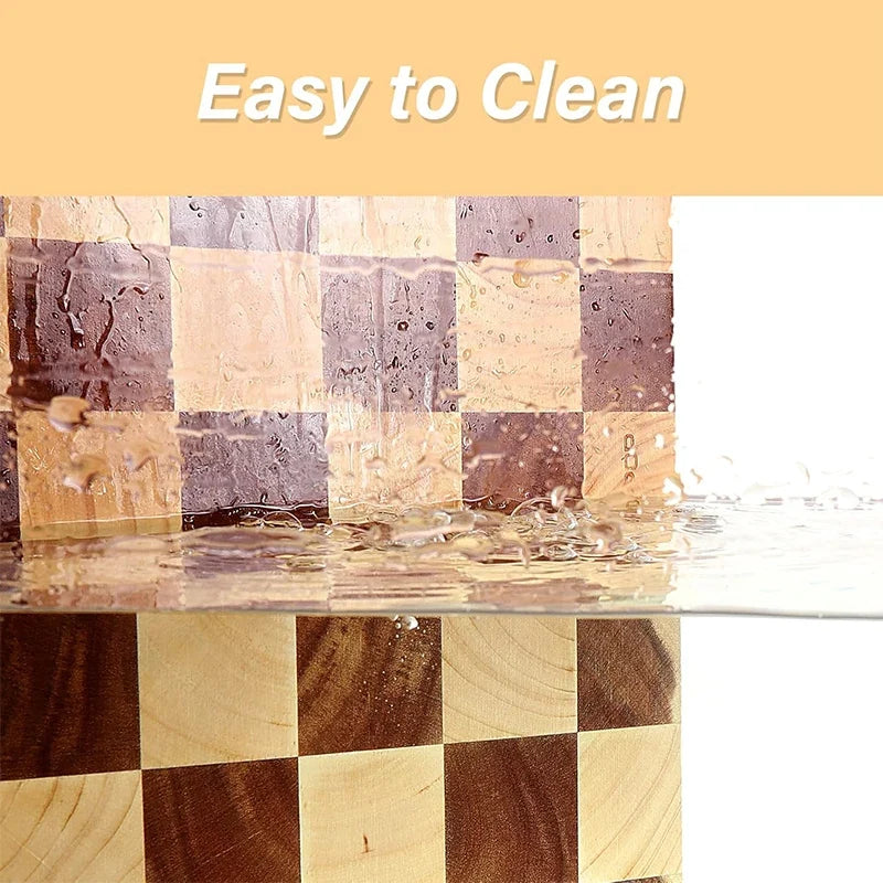 Rechthoekige houten snijplank van rubberhout met end-grain patroon