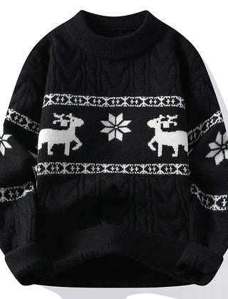 2024 Wintertrui Nieuwe Luxe Kasjmiertrui voor Heren Dikke Warme Heren Truien met Hertenprint Koreaanse Harajuku Kersttrui