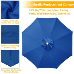 Vervangend parasoldoek op een parasol in de tuin