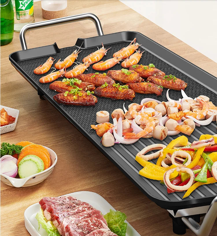 220V Elektrische Grill Non-stick Huishoudapparatuur Diy Barbecue Voedsel Koekenpan Plaat Snelle Verwarming Grill Pan