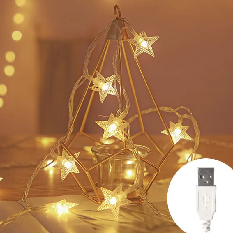 LED Star Fairy Lights Outdoor Chain Lights Garland Bulb Lichtslingers Party Home Wedding Terrace Garden Kerstdecoratie
