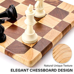 Rechthoekige houten snijplank van rubberhout met end-grain patroon