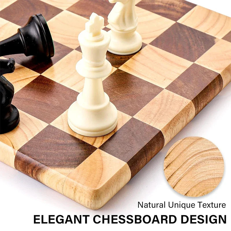 Rechthoekige houten snijplank van rubberhout met end-grain patroon
