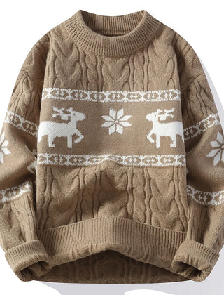 2024 Wintertrui Nieuwe Luxe Kasjmiertrui voor Heren Dikke Warme Heren Truien met Hertenprint Koreaanse Harajuku Kersttrui