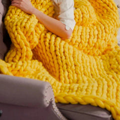 Handgebreid Chunky Plaid – Dik Gebreide Deken in Zachte Chenille voor Bank en Bed | Seveu