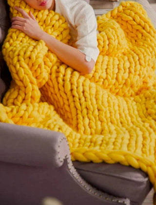 Handgebreid Chunky Plaid – Dik Gebreide Deken in Zachte Chenille voor Bank en Bed | Seveu