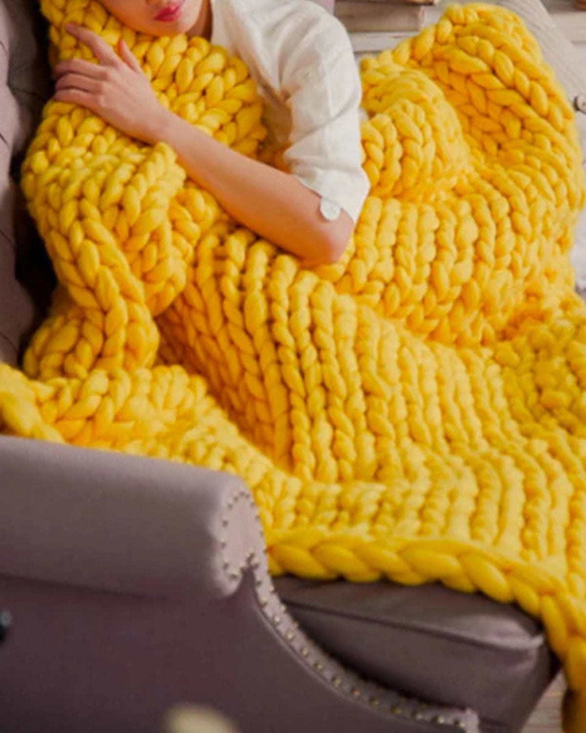 Handgebreid Chunky Plaid – Dik Gebreide Deken in Zachte Chenille voor Bank en Bed | Seveu