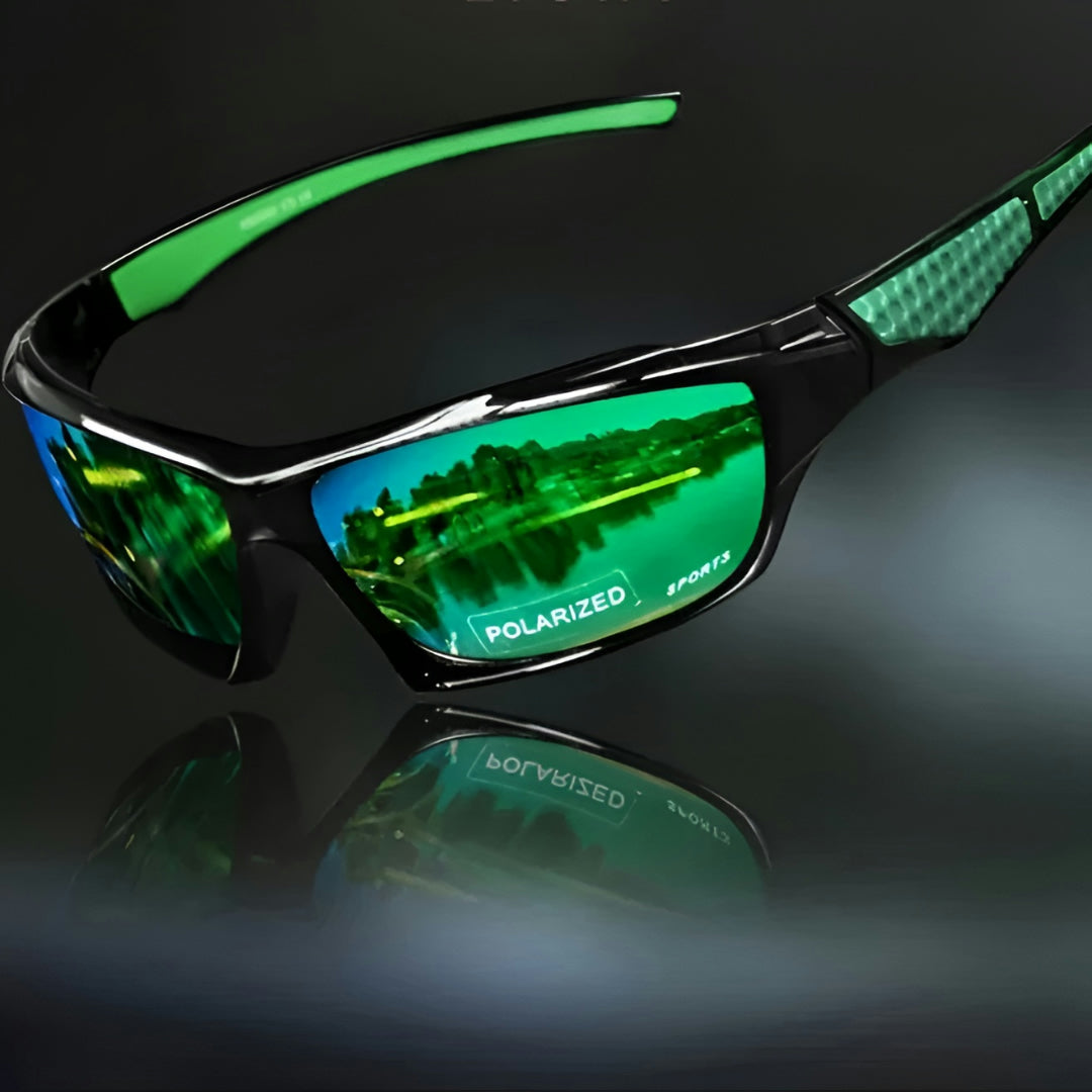 Gepolariseerde sportbril met gekleurde glazen