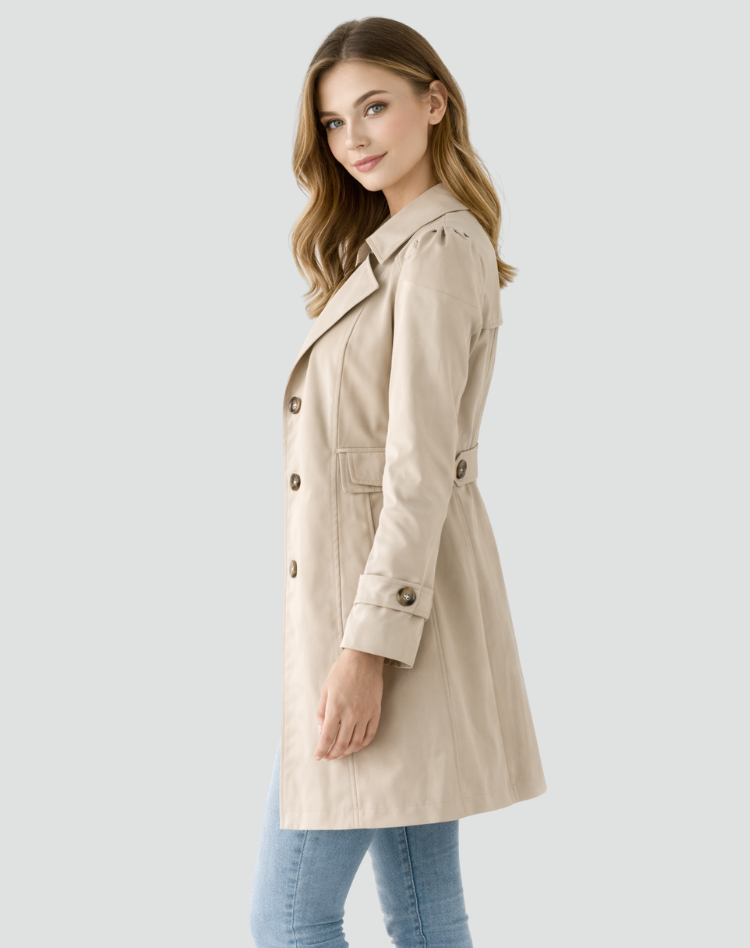 Lichte getailleerde trenchcoat voor dames met reverskraag