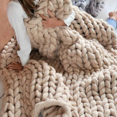 Handgebreid Chunky Plaid – Dik Gebreide Deken in Zachte Chenille voor Bank en Bed | Seveu