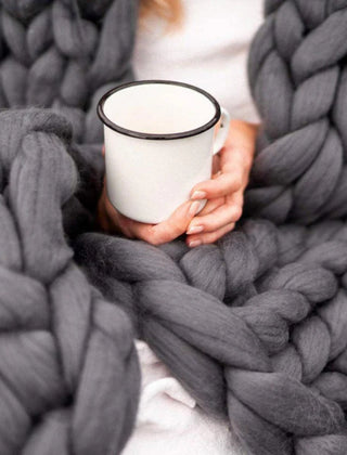 Handgebreid Chunky Plaid – Dik Gebreide Deken in Zachte Chenille voor Bank en Bed | Seveu