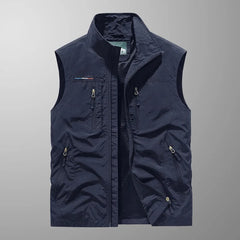 Bodywarmer voor heren met opstaande kraag en ritszakken