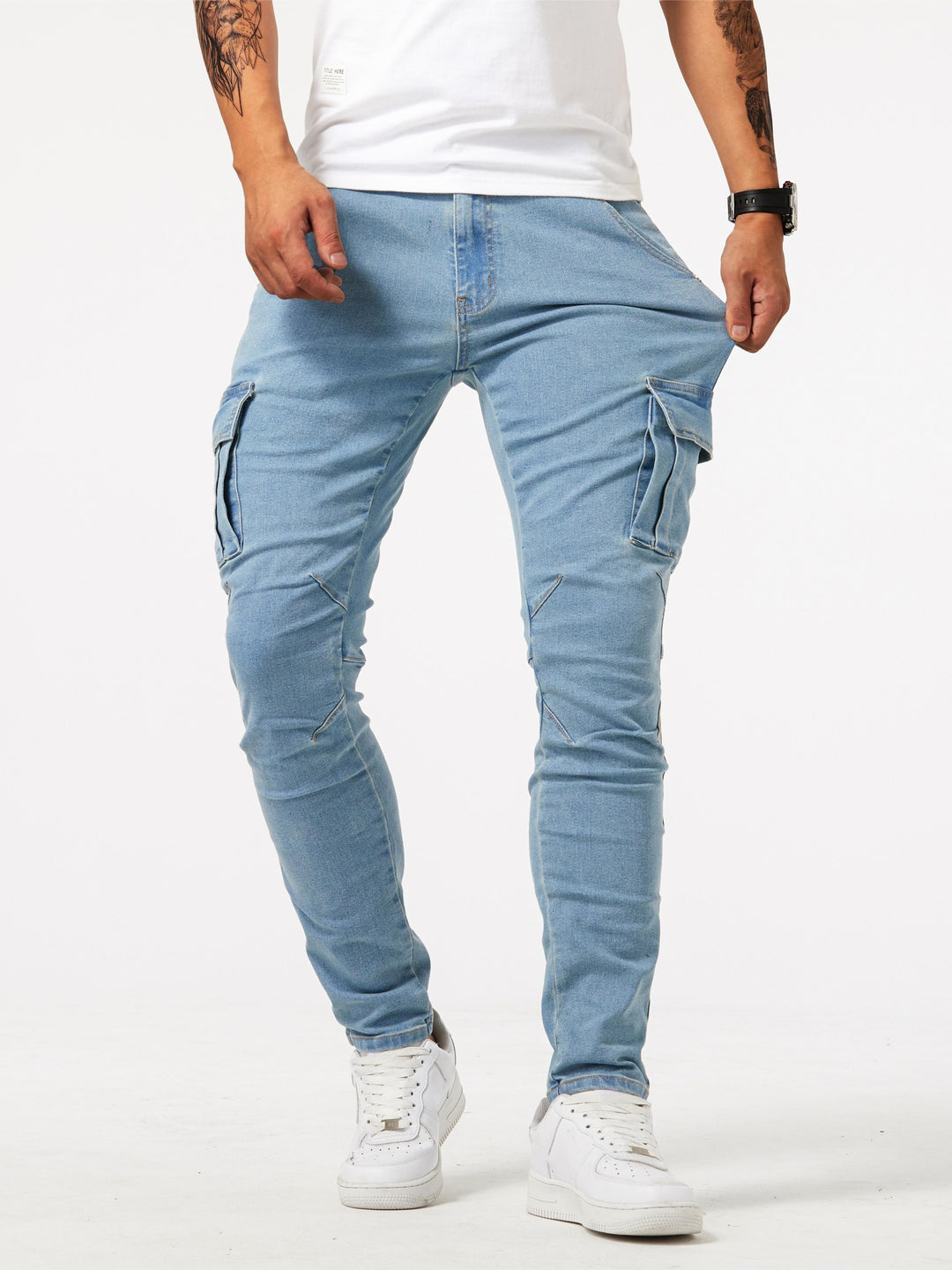 Cargo jeans heren slim fit met zakken