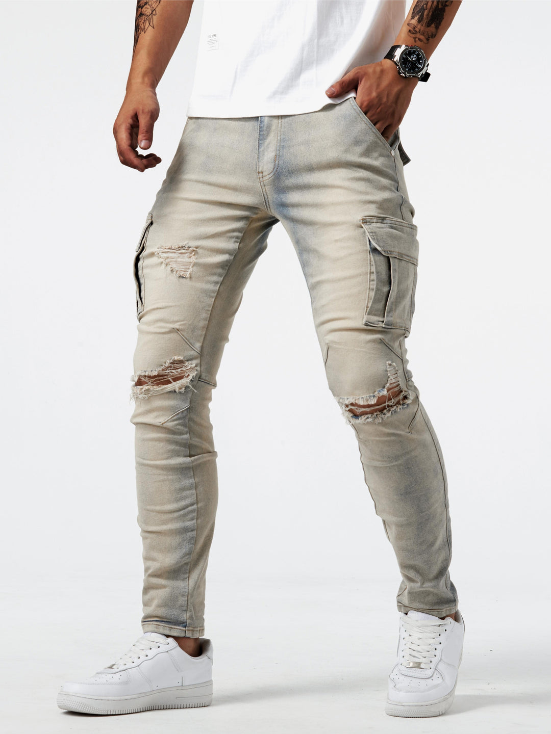 Cargo jeans heren slim fit met zakken