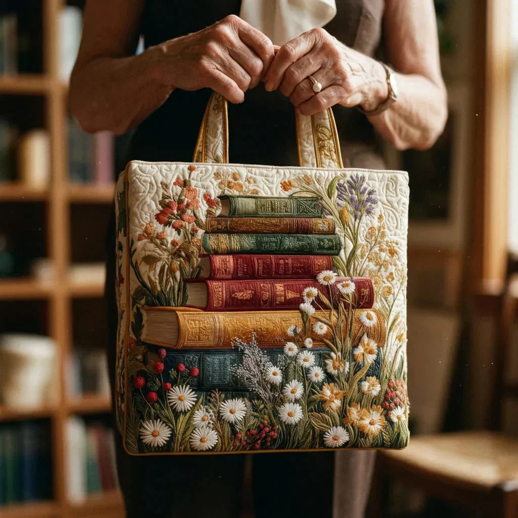 Gewatteerde shopper tas met bloemenprint