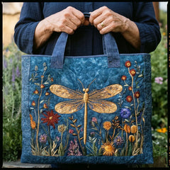 Gewatteerde shopper tas met gouden libelle