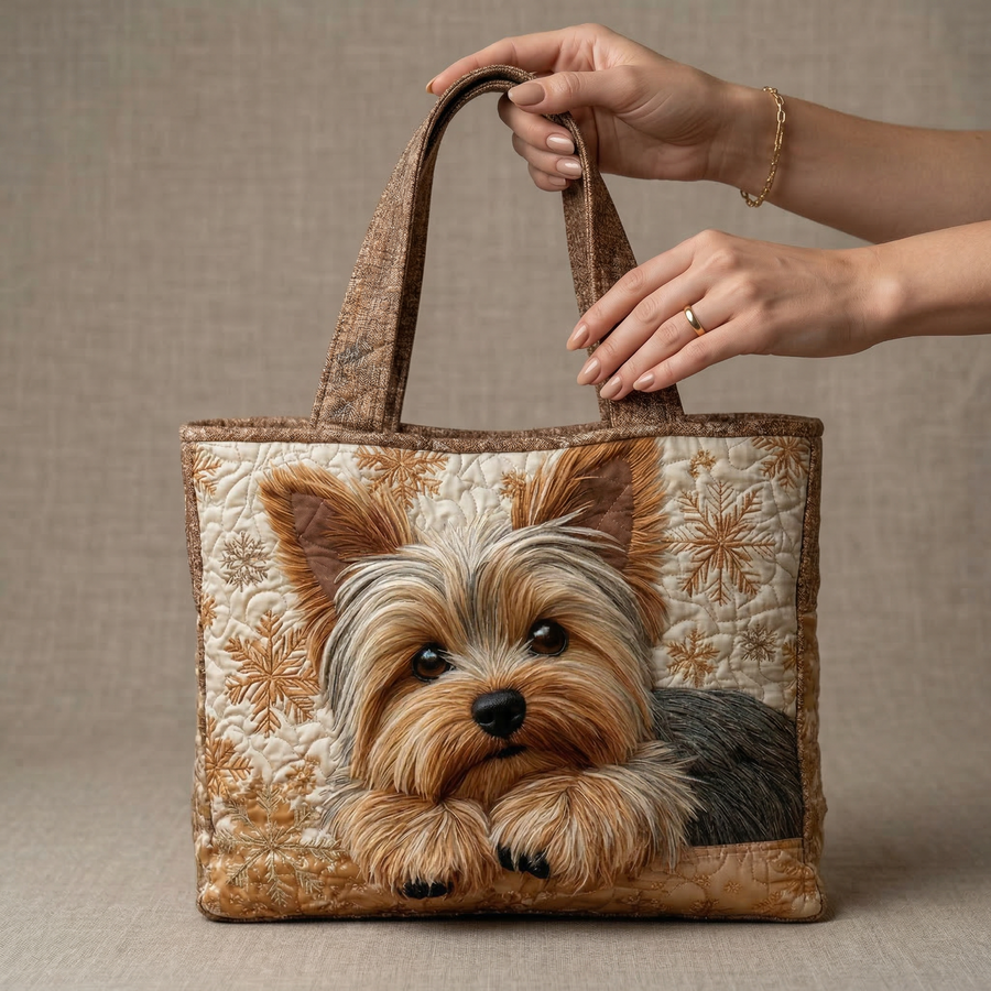 Gewatteerde shopper tas met print van een yorkshire terrier