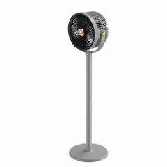 Grijze staande ventilator met 360 graden rotatie