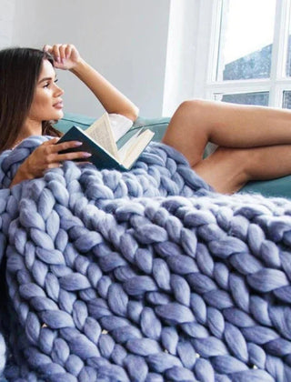 Handgebreid Chunky Plaid – Dik Gebreide Deken in Zachte Chenille voor Bank en Bed | Seveu