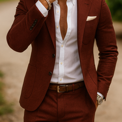 Heren blazer en broek set in slim fit