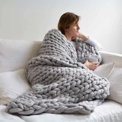 Handgebreid Chunky Plaid – Dik Gebreide Deken in Zachte Chenille voor Bank en Bed | Seveu