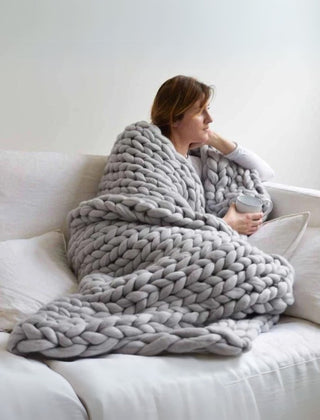 Handgebreid Chunky Plaid – Dik Gebreide Deken in Zachte Chenille voor Bank en Bed | Seveu