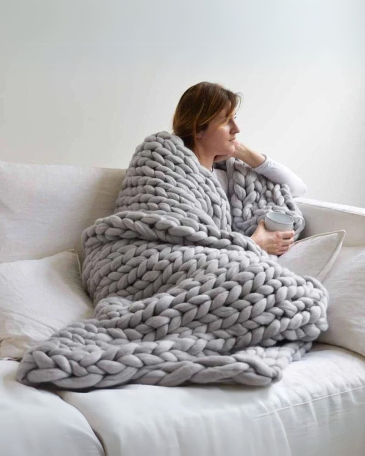 Handgebreid Chunky Plaid – Dik Gebreide Deken in Zachte Chenille voor Bank en Bed | Seveu