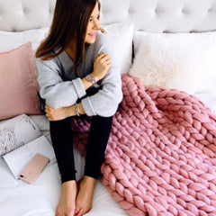 Handgebreid Chunky Plaid – Dik Gebreide Deken in Zachte Chenille voor Bank en Bed | Seveu