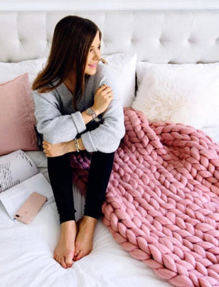 Handgebreid Chunky Plaid – Dik Gebreide Deken in Zachte Chenille voor Bank en Bed | Seveu