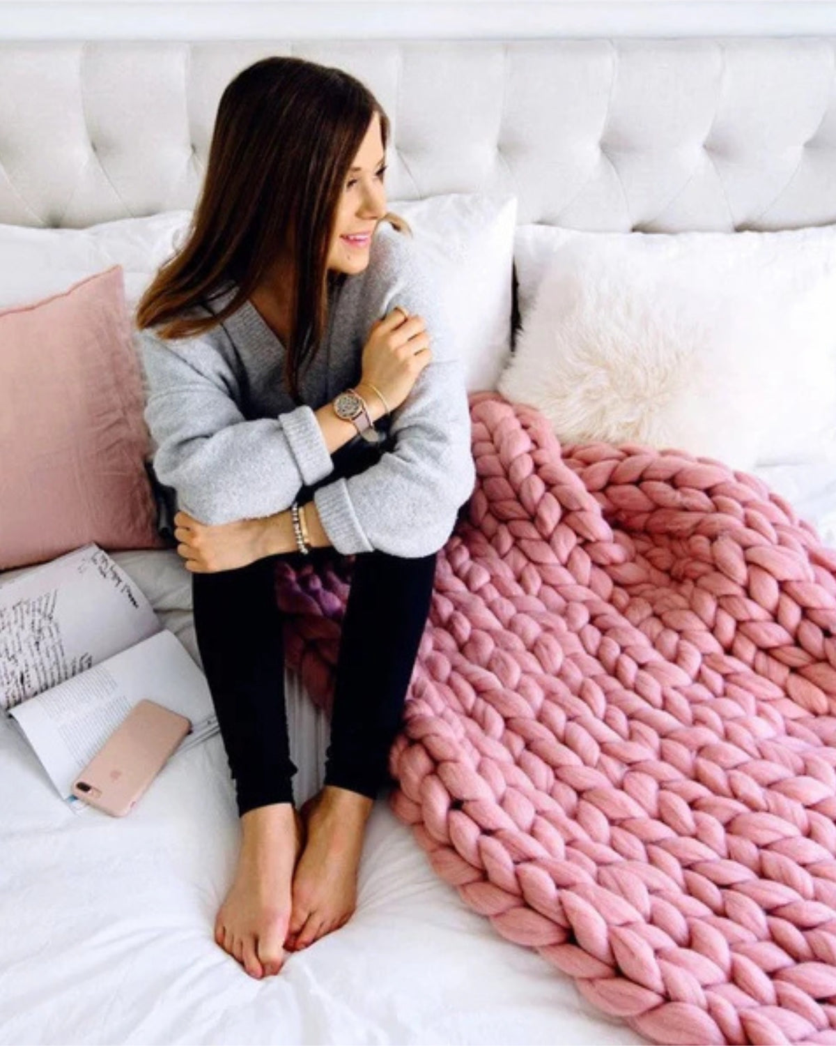 Handgebreid Chunky Plaid – Dik Gebreide Deken in Zachte Chenille voor Bank en Bed | Seveu