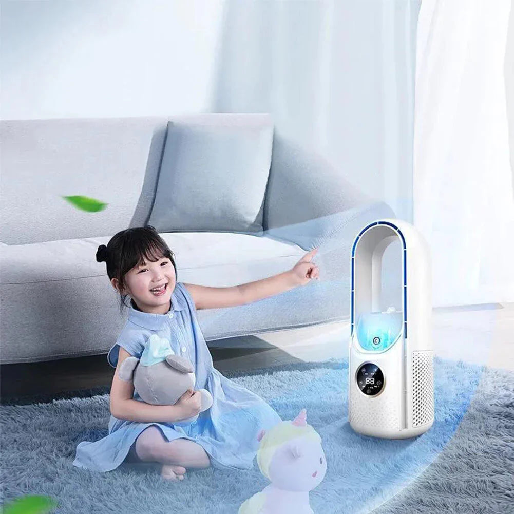 Compacte bladloze luchtkoeler met touchdisplay