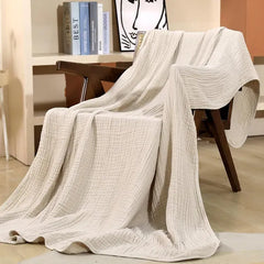 Mousseline Deken 100% Katoen Licht Ademend Beige Zomerdeken Bank Bed Gauze Plaid Wafeldeken Huidvriendelijk Katoenen Deken Warme Slapers | Seveu