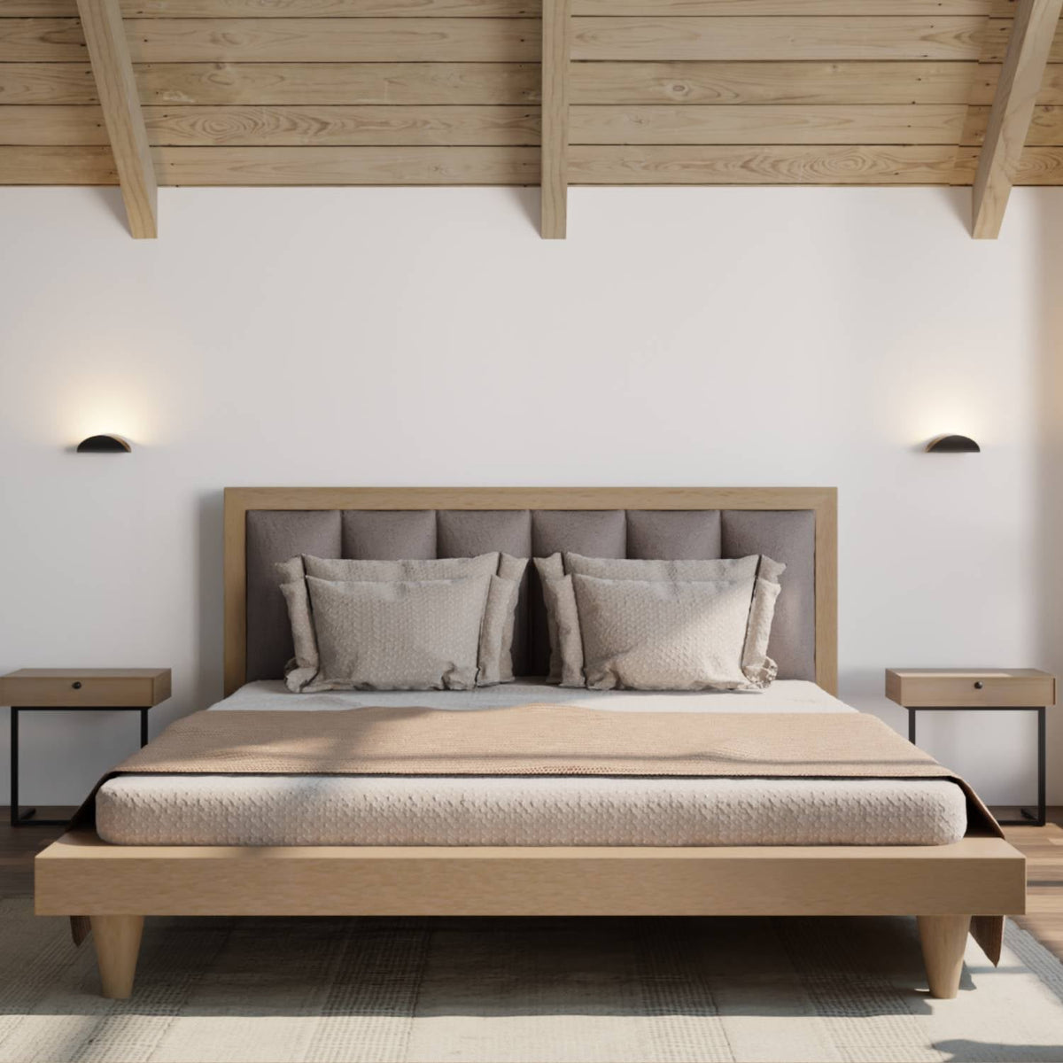 Halfronde led wandlamp met warm licht omhoog langs de muur
